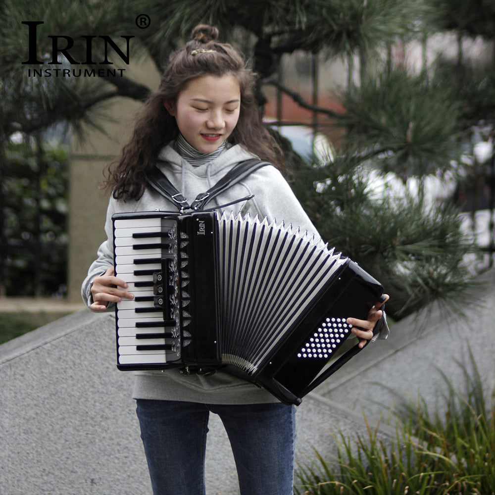 IRIN 26-Key 48 Bass Accordion Black Keyboard Musical Instrument Rhythm Band Accordion Children Beginner Gift With Carrying Bag