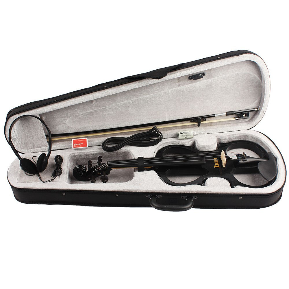 Professional 4/4 Electric Silent Violin Black Fiddle Stringed Instrument With Accessories Case Cable Headphone For Music Lovers