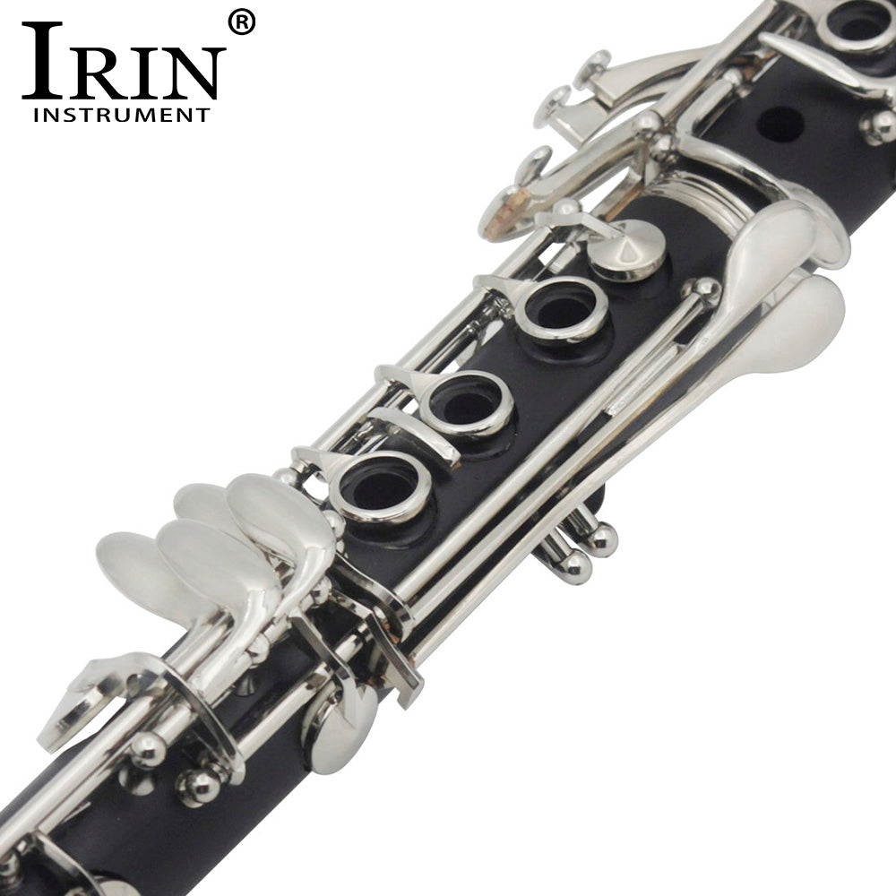 IRIN 17 Key Clarinet Bb Flat High Quality Woodwind Instrument Bakelite Tube With Strap Cloth Case Accessory Set Music Gifts