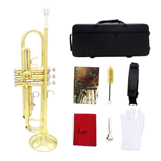 SLADE Professional Trumpet Bb B Flat Brass Instrument 2 Color Trompete With Case Strap Mouthpiece Musical Instrument Accessories