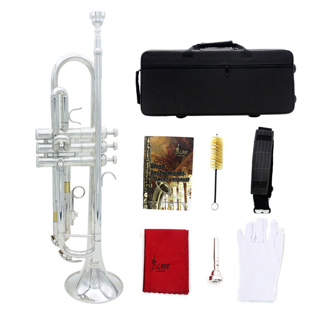 SLADE Professional Trumpet Bb B Flat Brass Instrument 2 Color Trompete With Case Strap Mouthpiece Musical Instrument Accessories